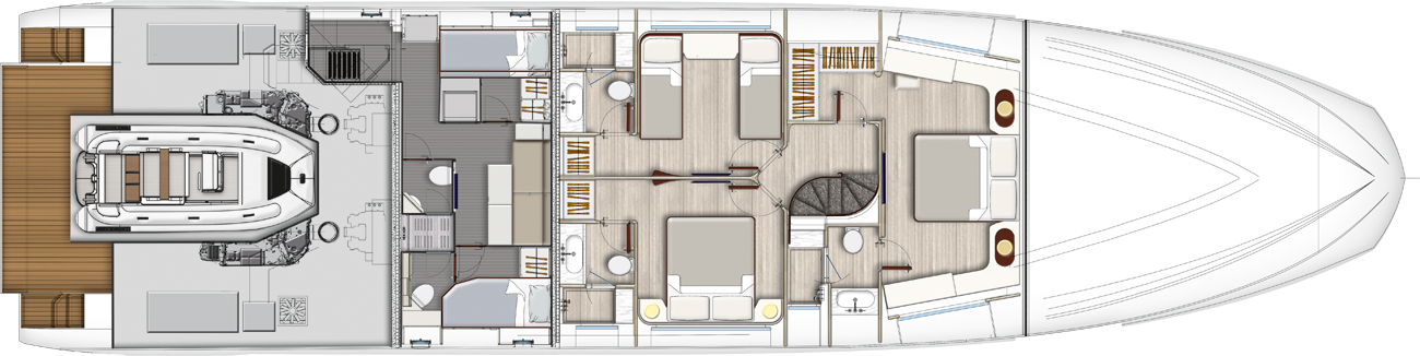 Lowerdeck - 4 cabins layout 